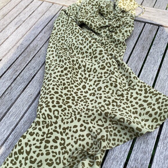 ZARA Olive Green Leopard Print Mini Dress XS - Picture 5 of 9